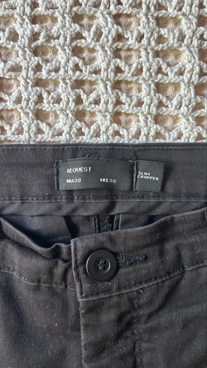 Calça Masculina Request Slim Cropped Sarja Preta Tam. 38 - Foto 3