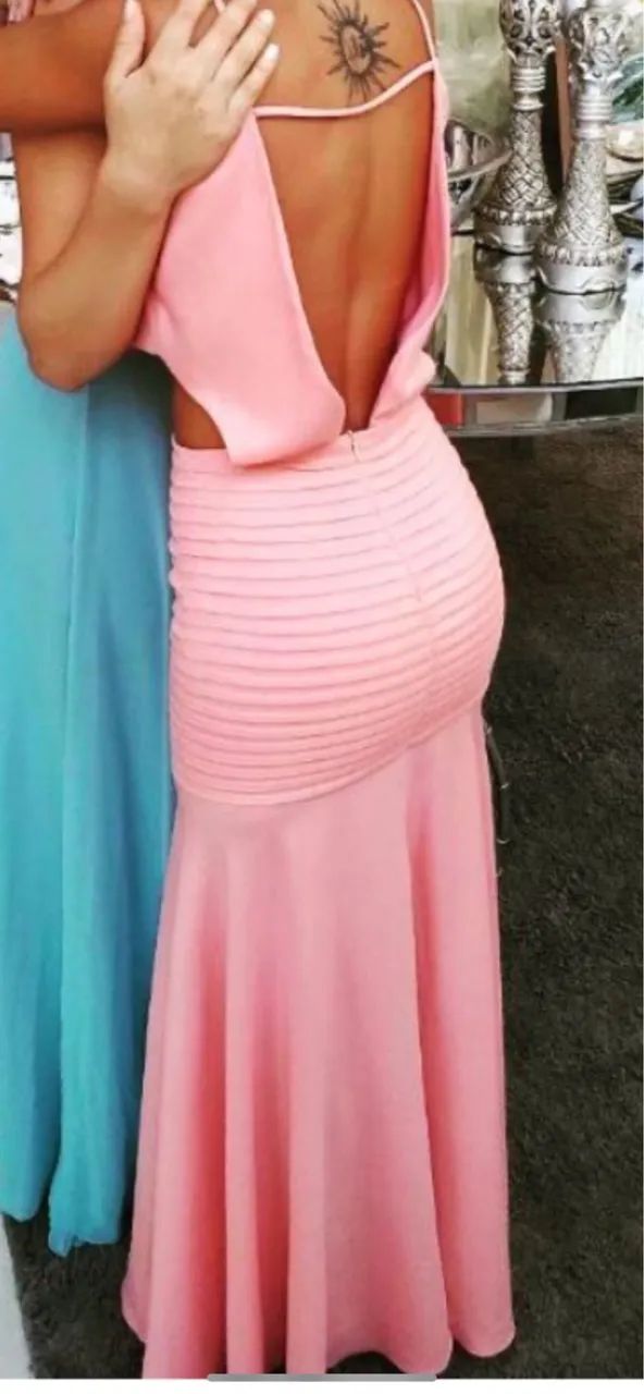 Vestido longo rosa claro - Foto 4