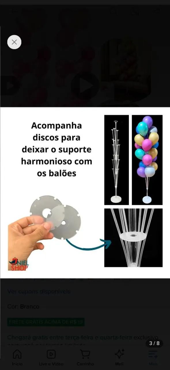 Kit 2 Suporte Balões 1,68m - Foto 2