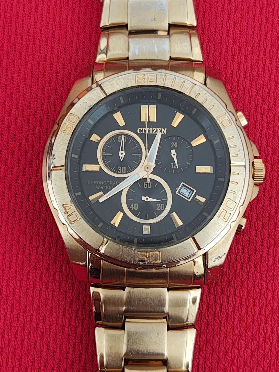 Relógio Citizen cronógrafo AN7102 Dourado F500 - Foto 3
