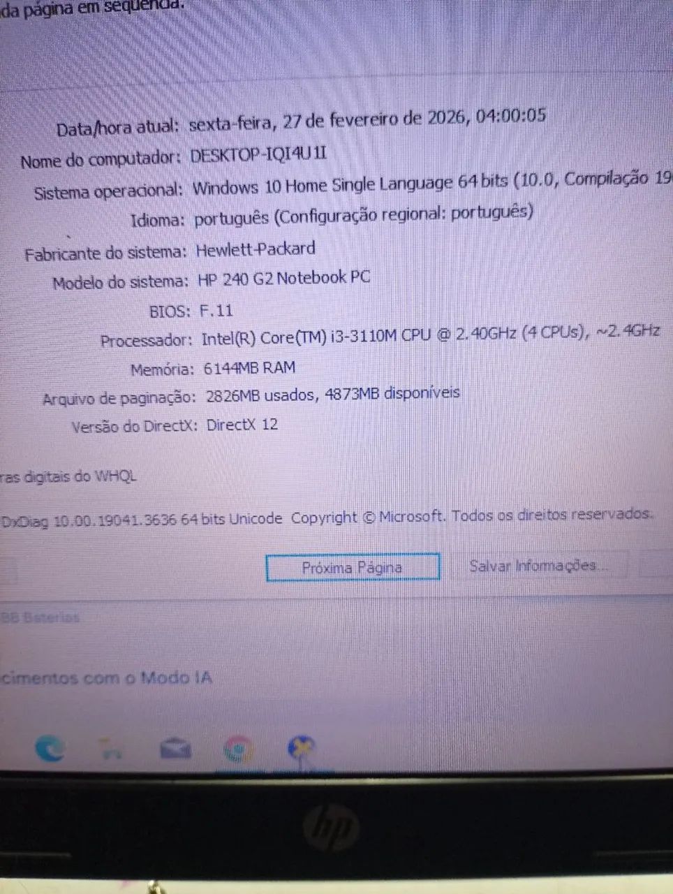 Notebook Hp 240 G2,i3, 4gb,500hd,tela 14