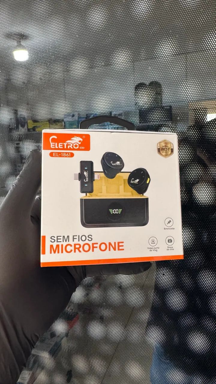 Microfone De Lapela Sem Fio Profissional Com Estojo De Recarga Digital