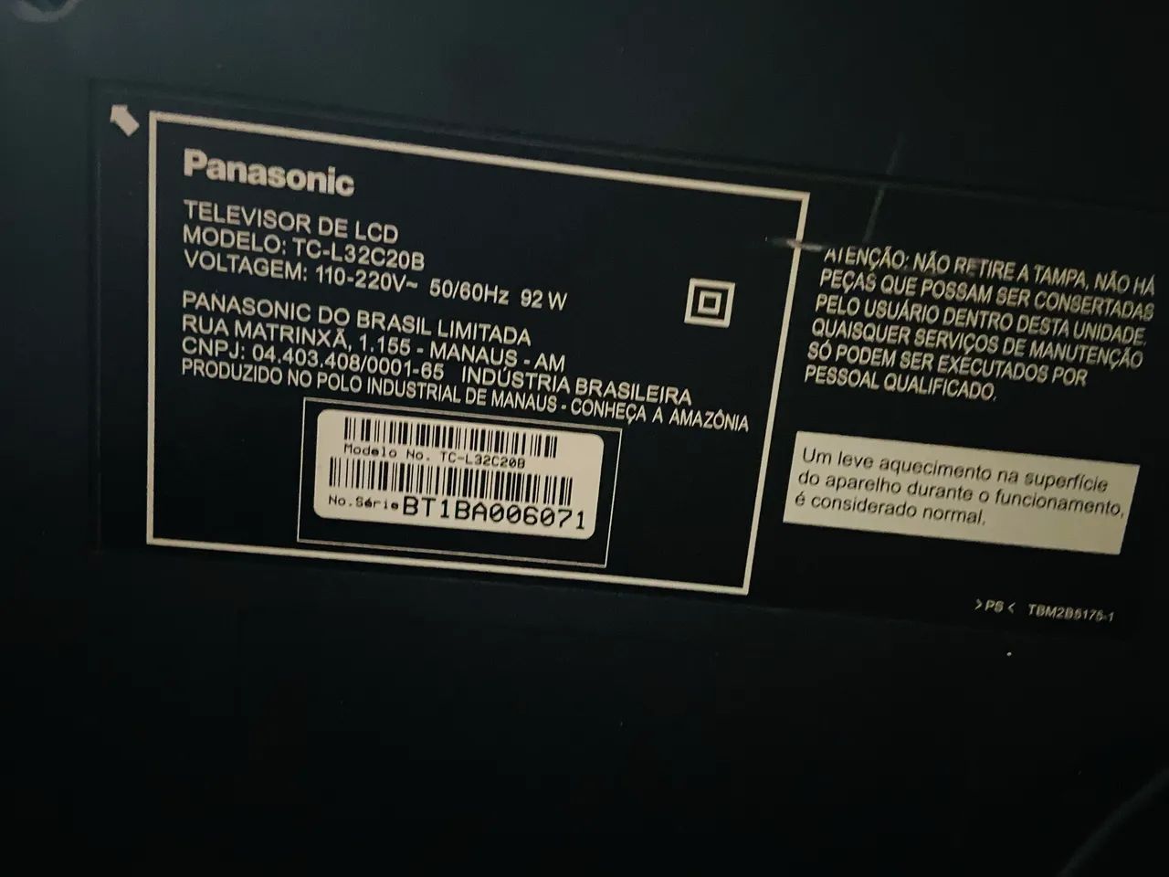 Panasonic TELEVISOR DE LCD MODELO: TC-L32 POLEGADAS  - Foto 2