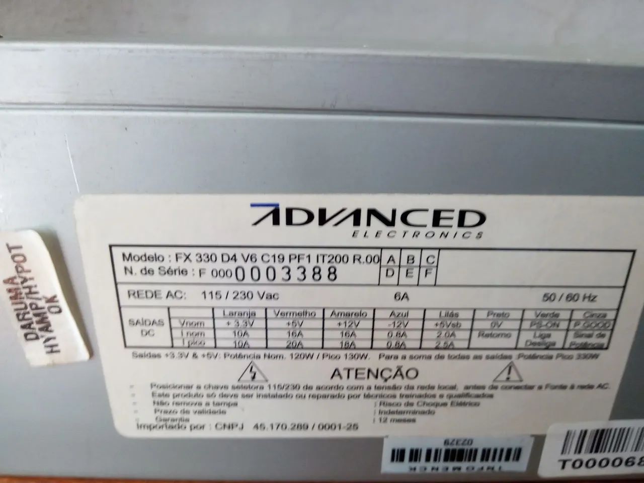 Fonte Advanced nominal FX330 D4 V6 24 pinos  - Foto 3