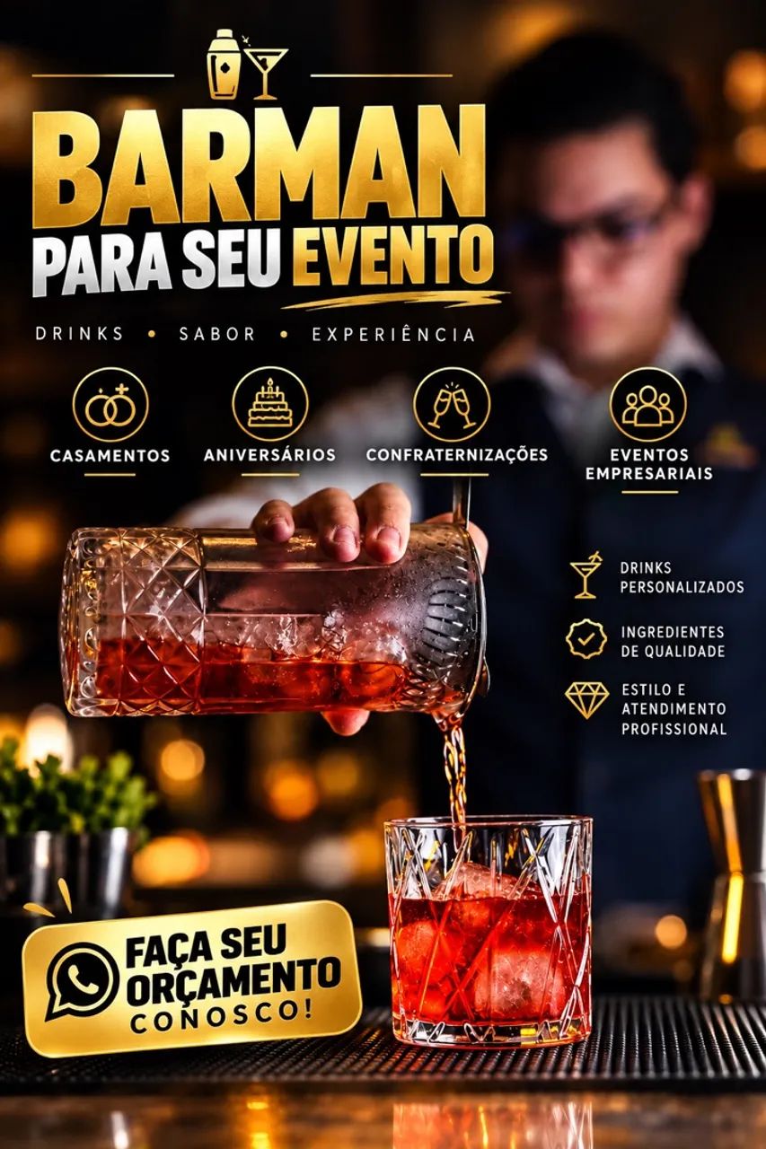Barman para festas e eventos