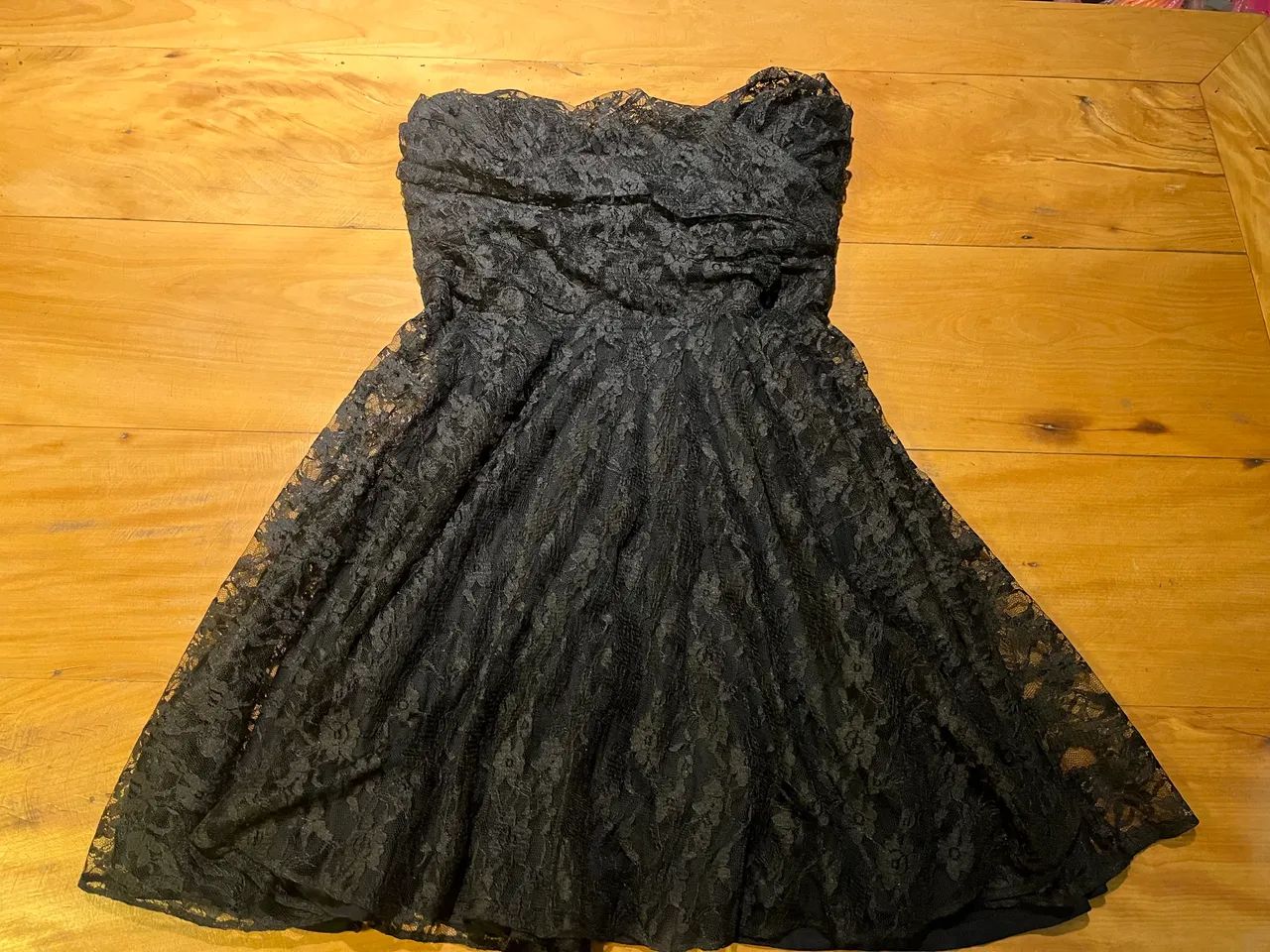 vestido preto rendado tomara que caia dark doll - Foto 2