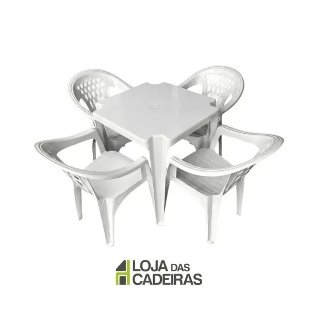 Cadeiras de Plástico Com Braço - Jogo Formosa Branco