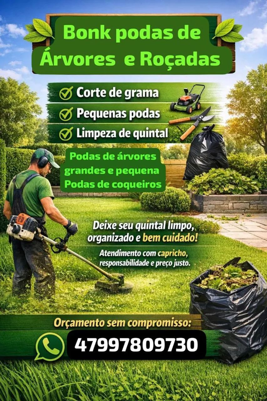 Podas de árvores grandes e pequena 