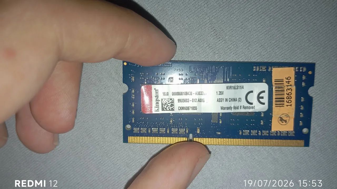 Memória RAM para Notebook Kingston 4GB DDR3L 1600MHz