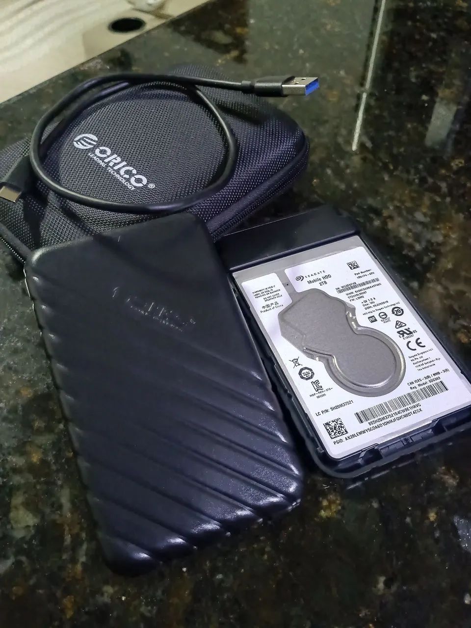 HD 2tb Seagate com Bag e Case Orico 100%