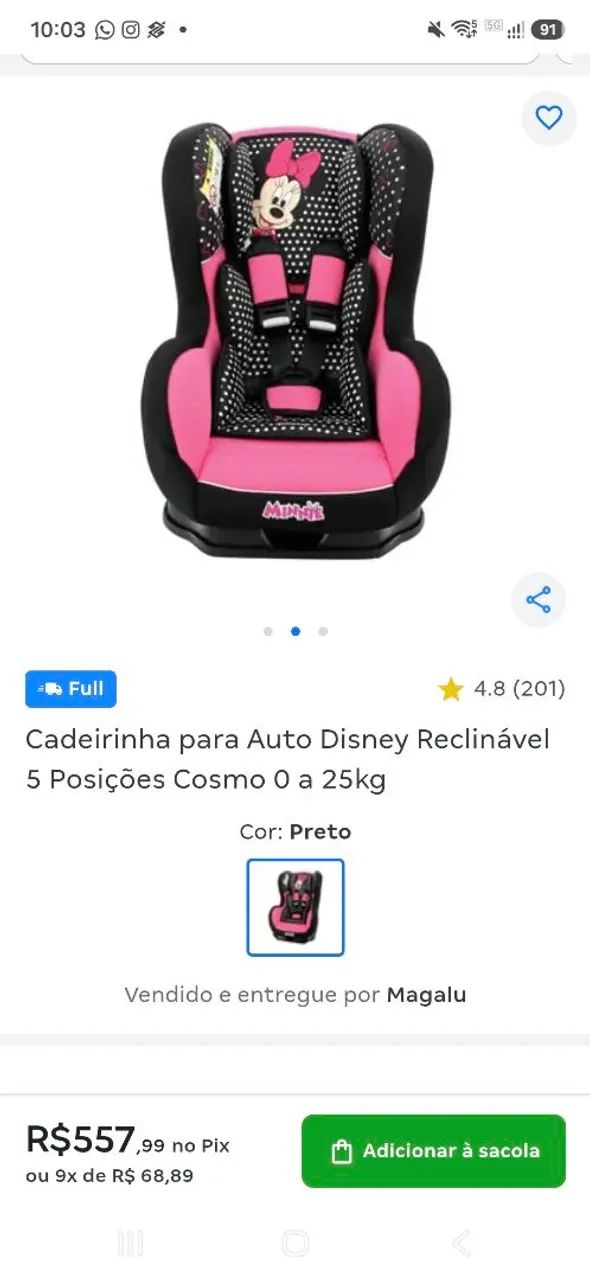 Cadeirinha para Auto Disney Reclinável - Foto 2