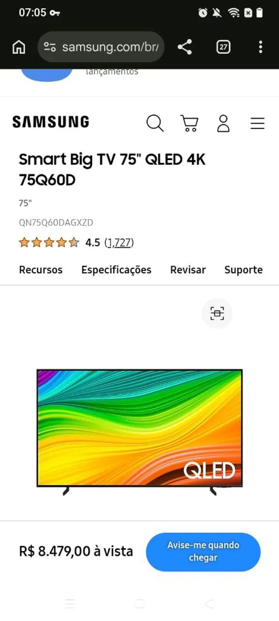 Tv 75 Q led Samsung.  (Troco) - Foto 3
