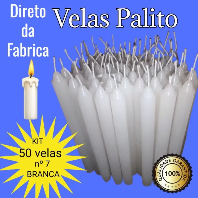 Vela branca pacote com 50 velas Numero 7 - Iluminação - Residencial ...