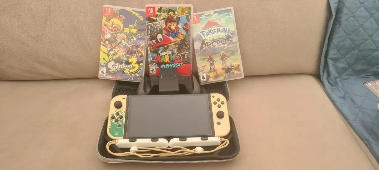 Console Nintendo Switch Oled Zelda + 3 Jogos - Foto 4