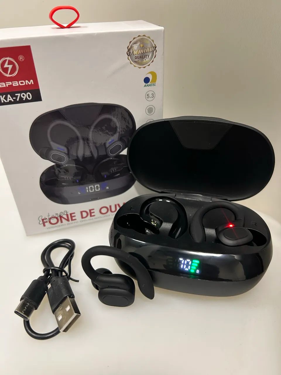 Fone de ouvido Bluetooth carregamento rápido 