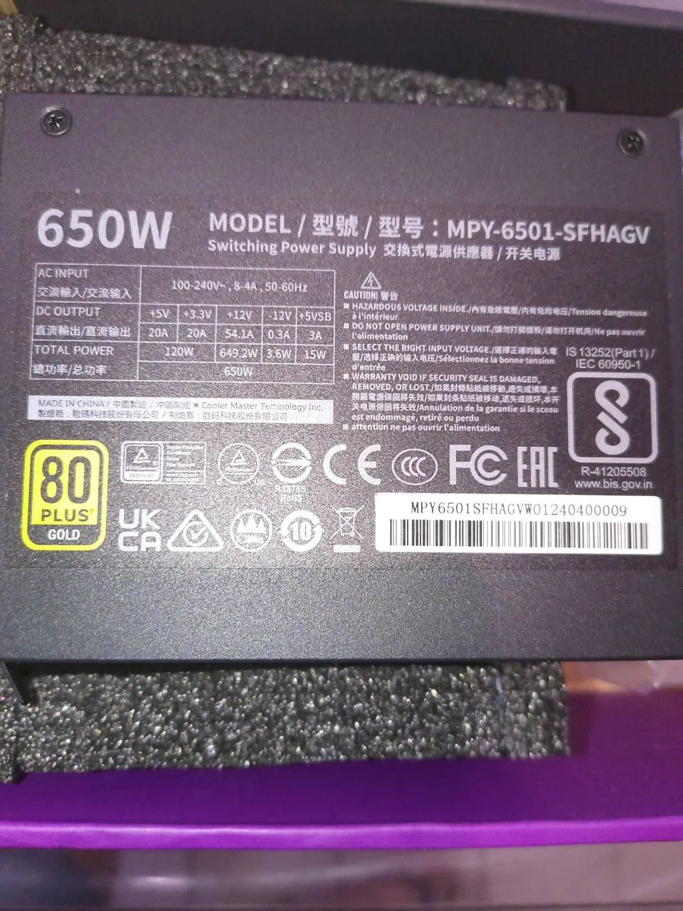 Fonte Cooler Master V650 SFX Gold, 650W, 80 Plus Gold, PFC Ativo Fonte Cooler Master V650 SFX Gold, 650W, 80 Plus Gold, PFC Ativo