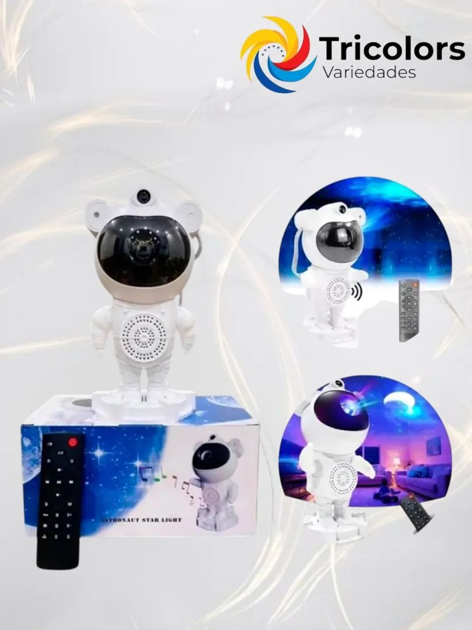 Projetor Astronauta com caixa de som Bluetooth