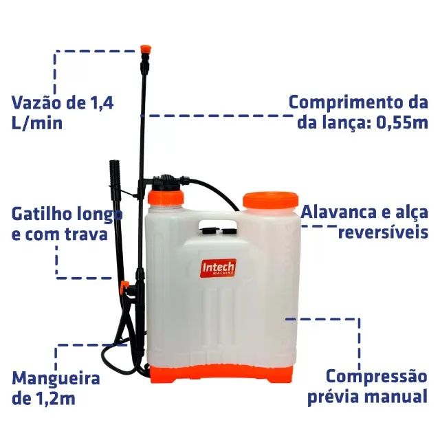 PULVERIZADOR COSTAL MANUAL GP2000 INTECH MACHINE - Foto 4