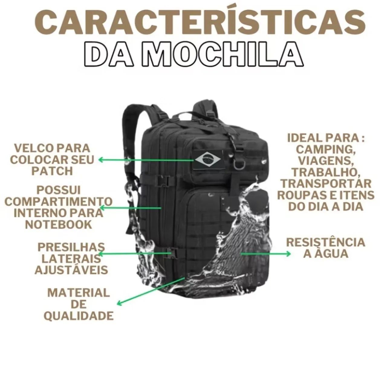 Mochila militar tática impermeável / 50 litros - Foto 2