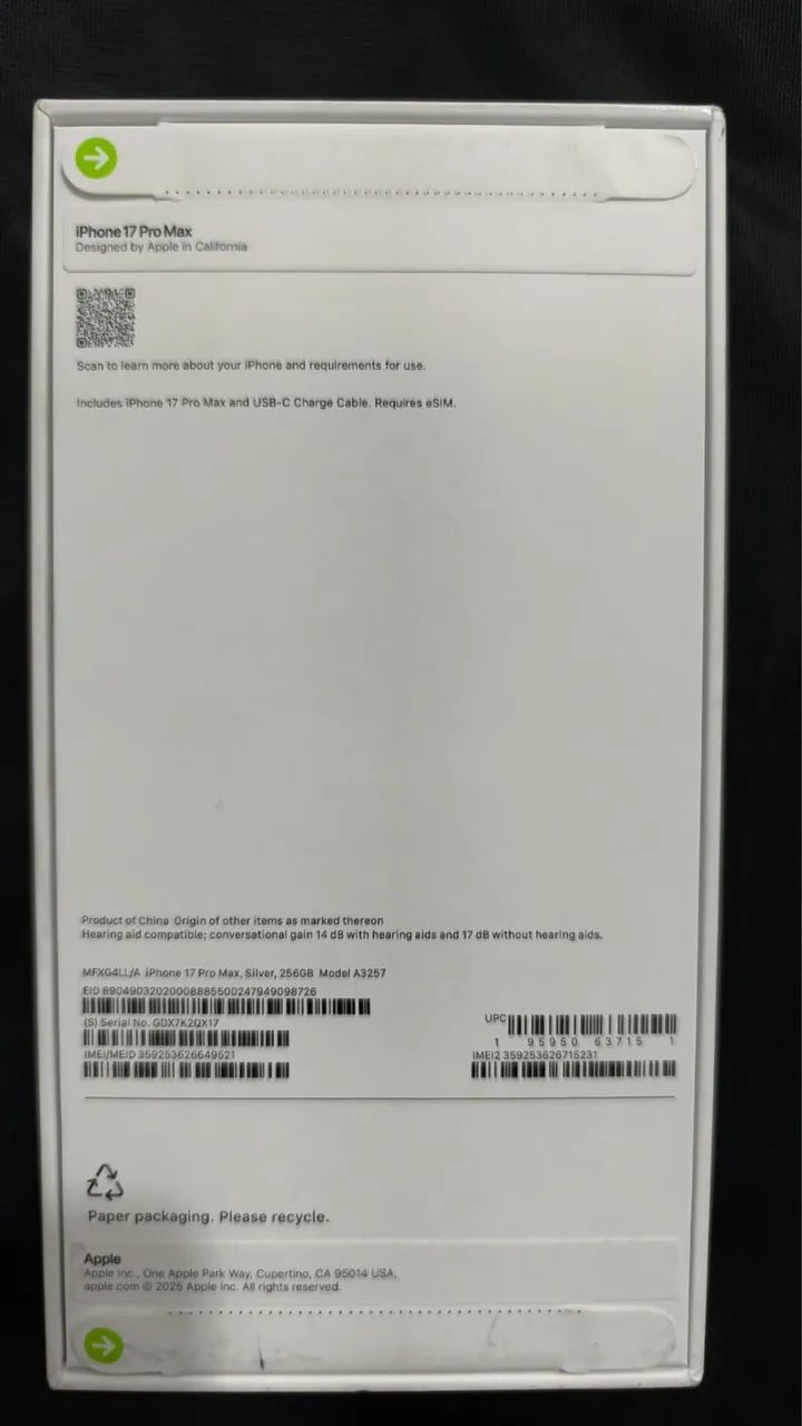 iPhone 17 pro max 256 