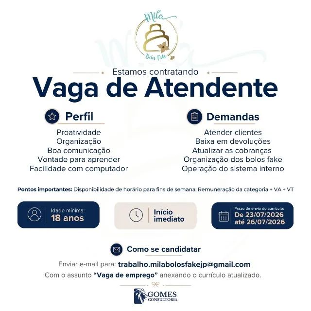 Atendente - Presencial e online