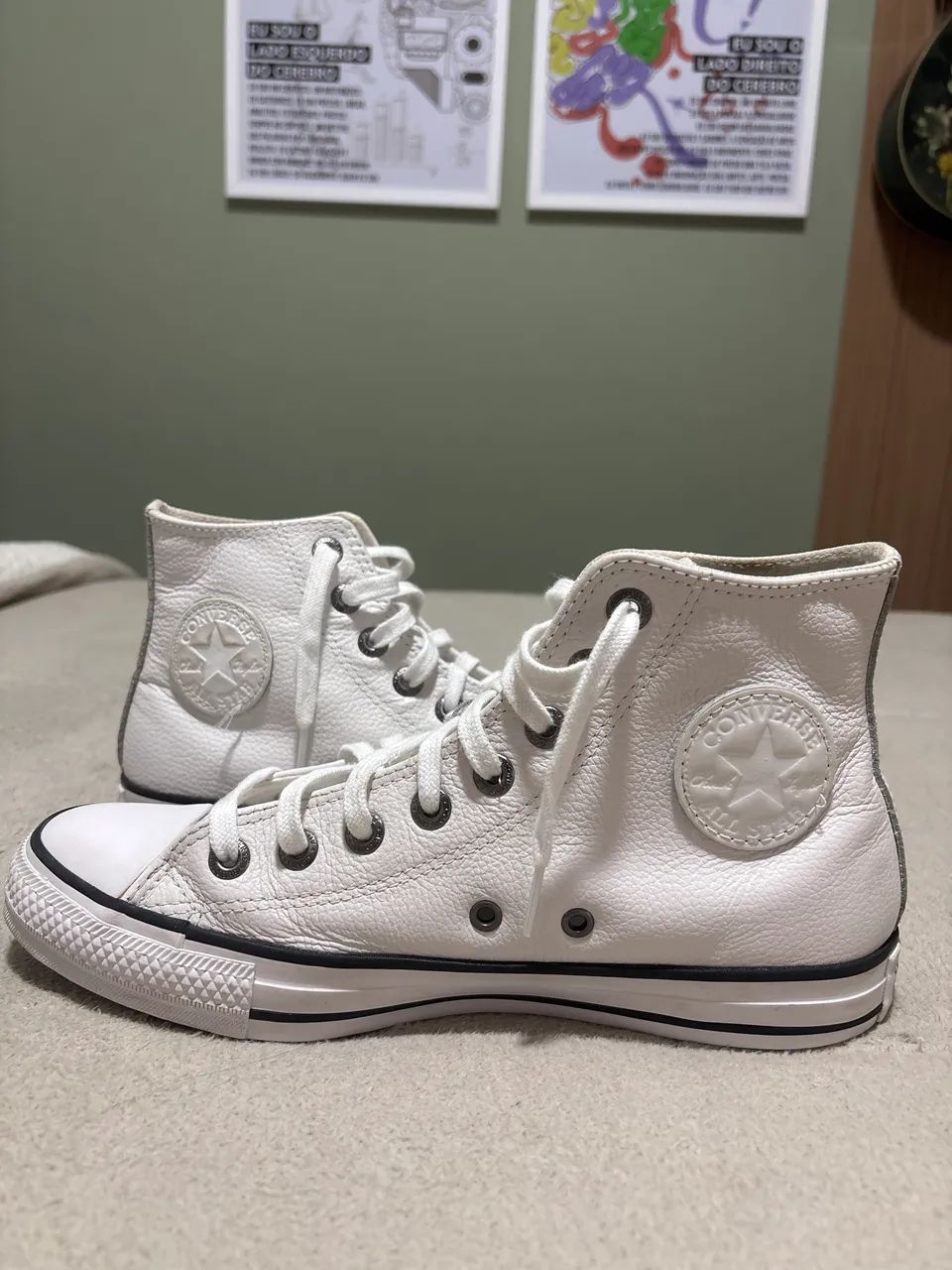 All star cano longo em couro branco 