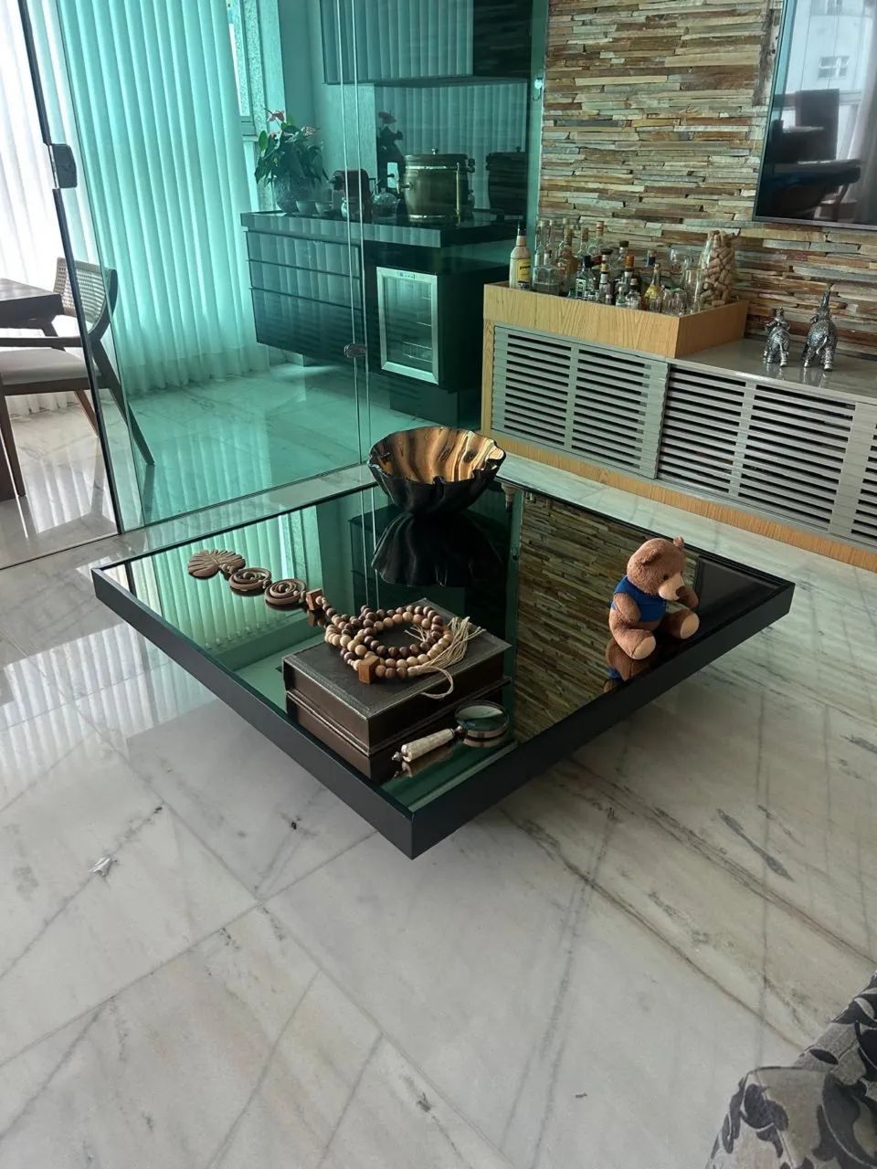 Mesa de centro em madeira de demolição retangular - Foto 2