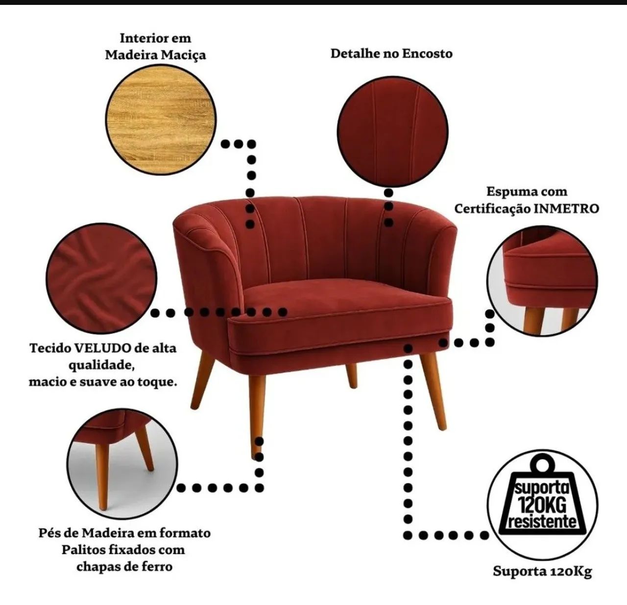 Poltrona veludo vermelho - Foto 5