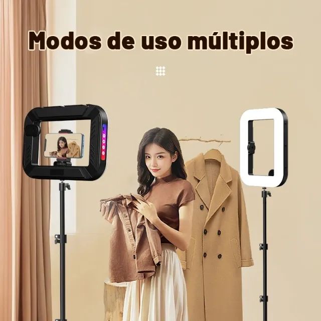 Ring Light Profissional RGB com Tripé e Controle Bluetooth para Celular - Foto 5