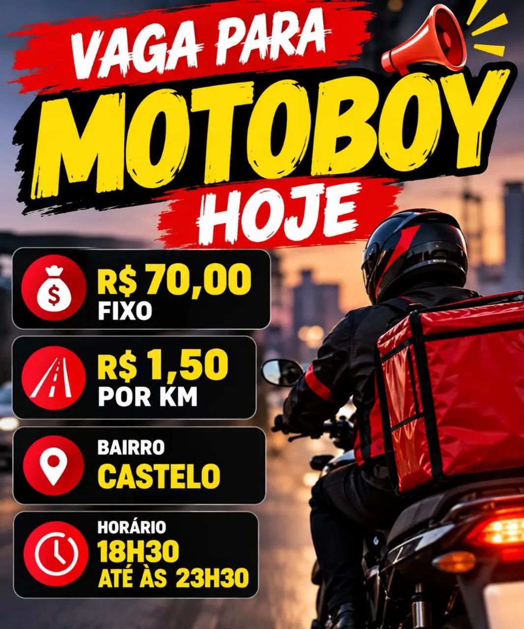 Vaga para Motoboy