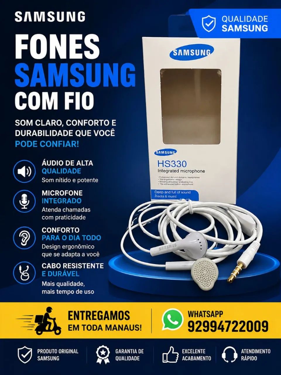 Fones Samsung com fio 