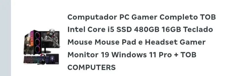 Computador PC Gamer Completo TOB Intel Core i5  - Foto 3