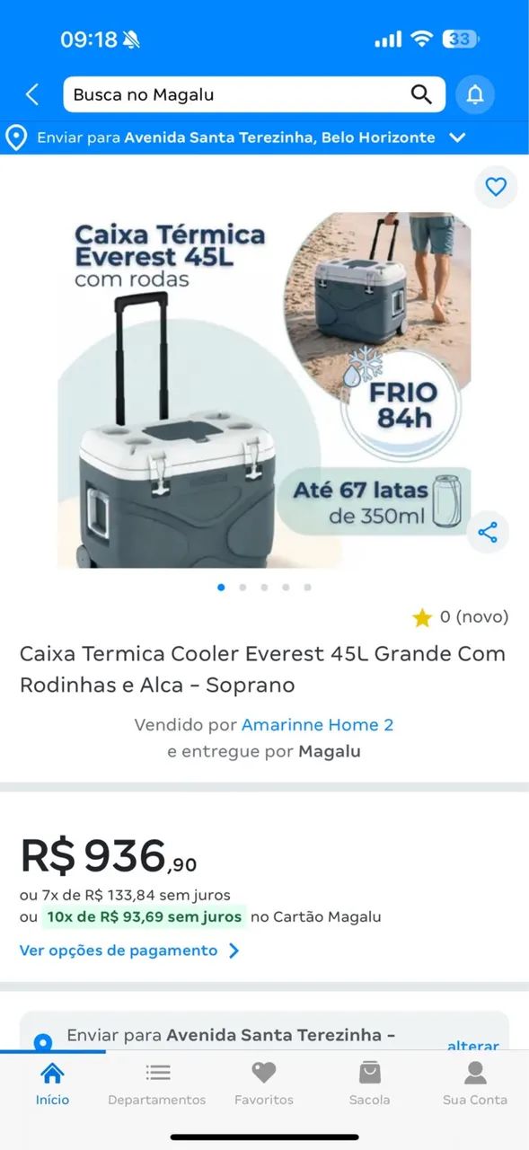Caixa térmica sem uso lacrada 