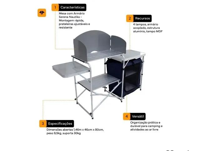Mesa Armário de Camping Serena NTK - Nova (Nunca Usada!) - Foto 2