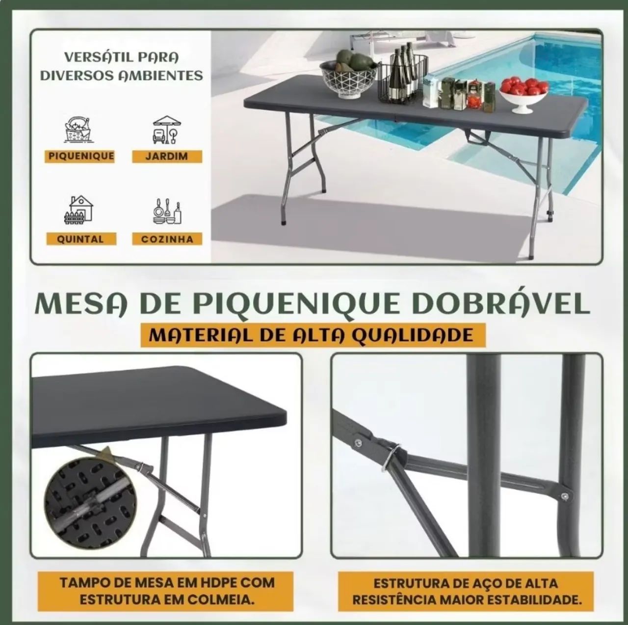 Vendo mesa dobrável Branca  - Foto 3