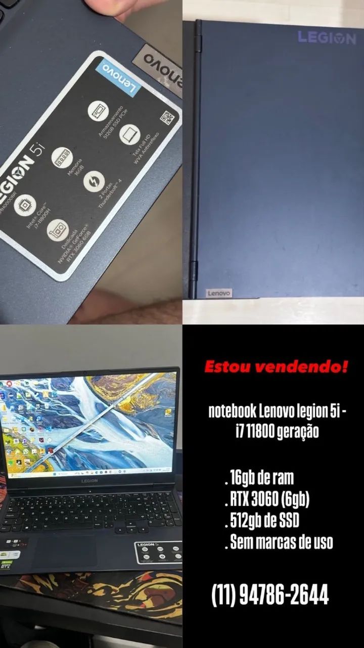 Notebook Legion 5i, I7,16 gb de ram, 512gb de ssd - Foto 5