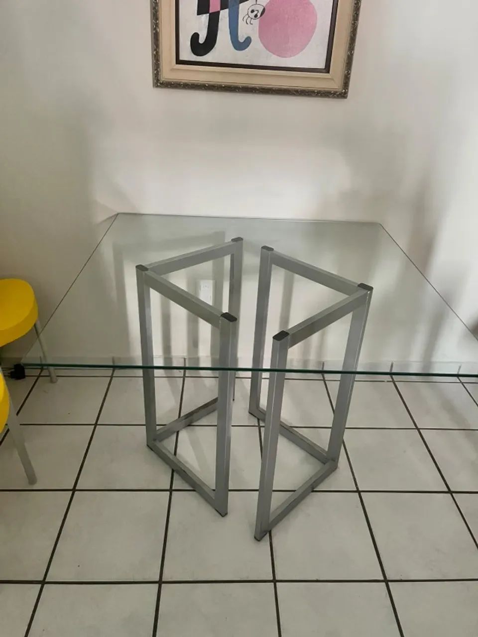 Mesa de Jantar Vidro e Pés de Ferro Móveis Leroy Merlin (Retirada) - Foto 2