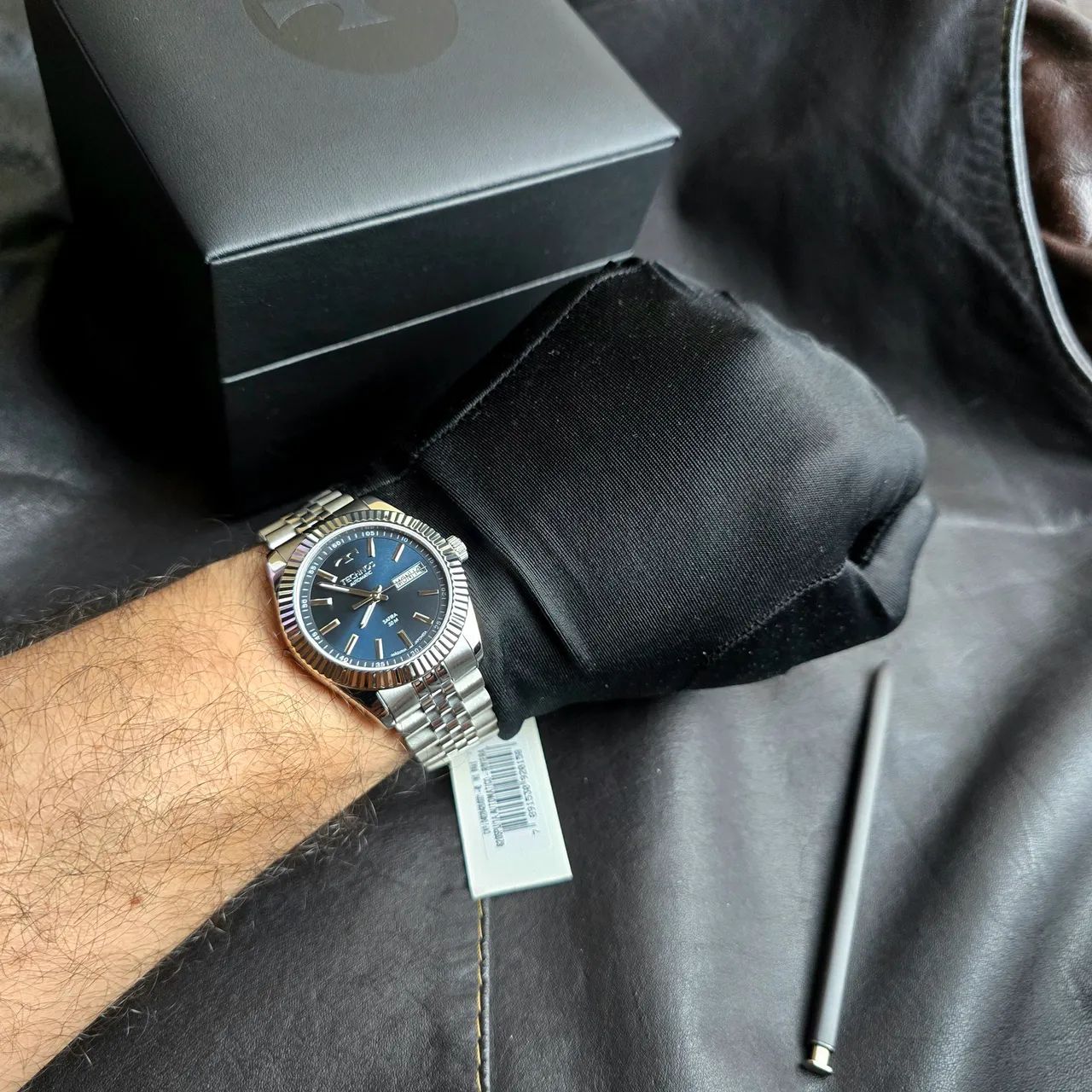 Technos Riviera Automático 38mm Prata Azul - Foto 5