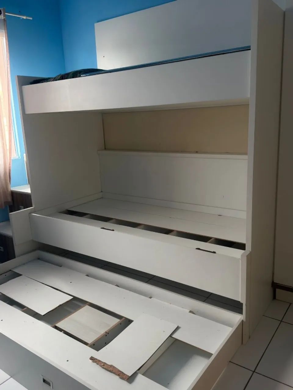 Conjunto de Quarto Infantil Completo 3 camas + Armário + Escada Gaveta - Foto 3