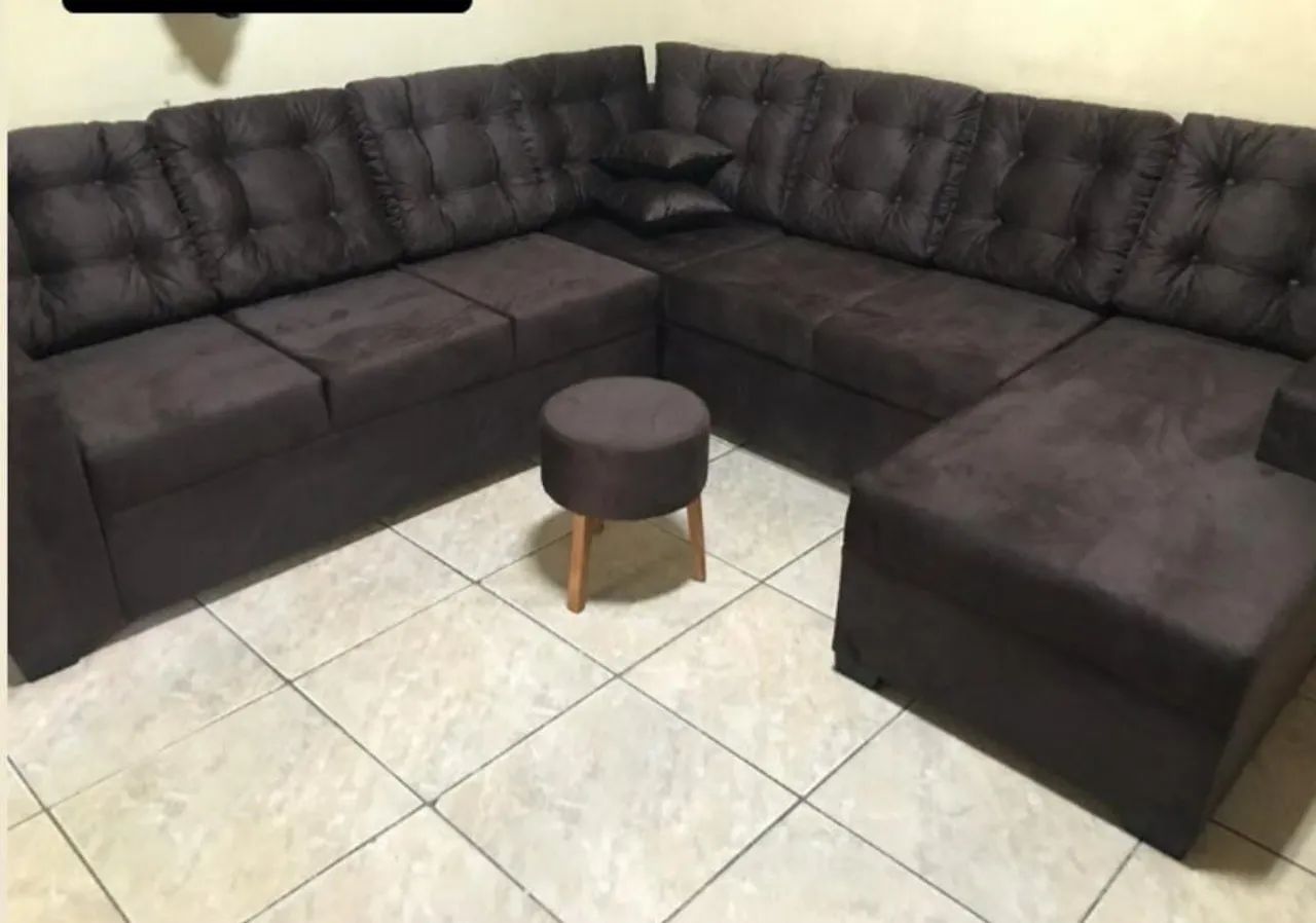 sofá em L com shaise - tamanho familia