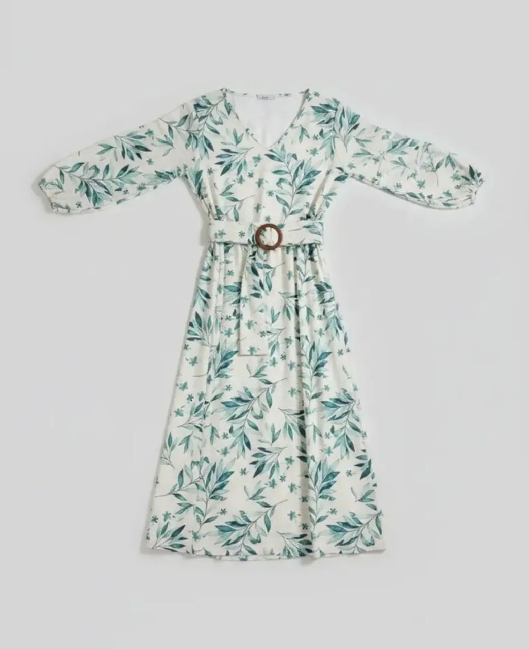 vestido midi estampado folhas m