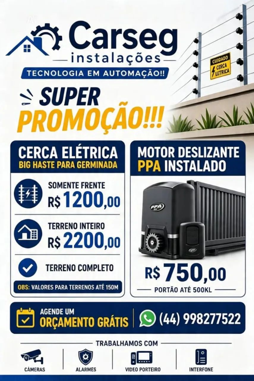 Cerca elétrica e motor portão , instalação e manutenção 