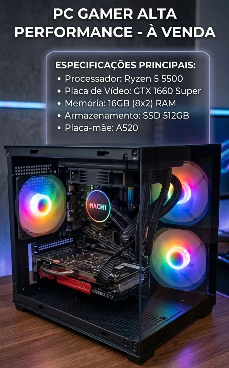 ゲーミングpc Ryzen5 GTX 1660 SUPER Pc gamer Ryzen 5 5500 + GTX 1660 super + 16ram + 512gb ssd