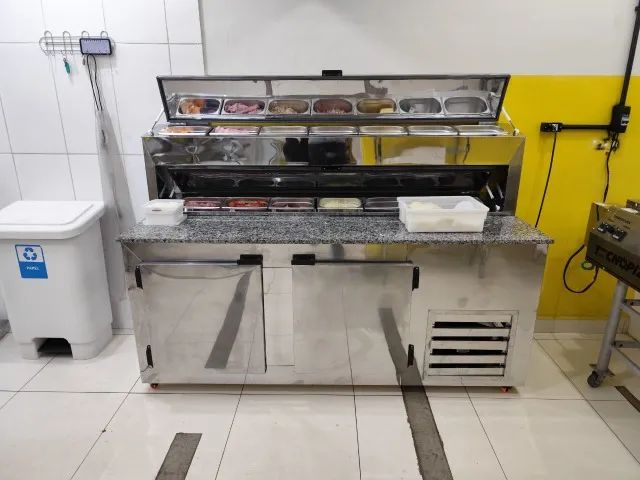 Balcão para pizzaria com freezer e condimentador,para o preparo de pizzas - Foto 3
