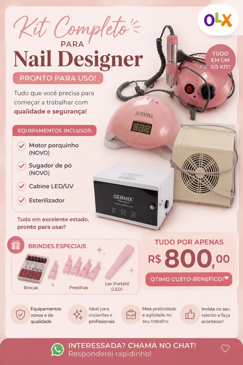 Kit completo novo Nail Designer