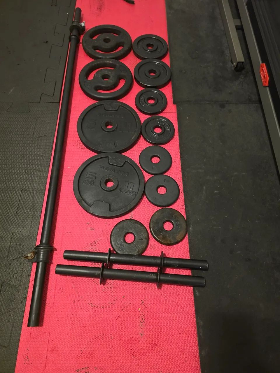 Conjunto de treino, barras e anilhas