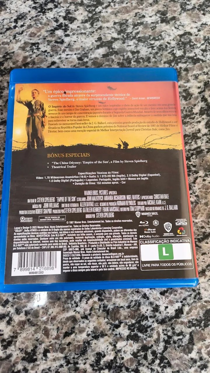 Blu-ray Império do Sol com Luva. - Foto 3