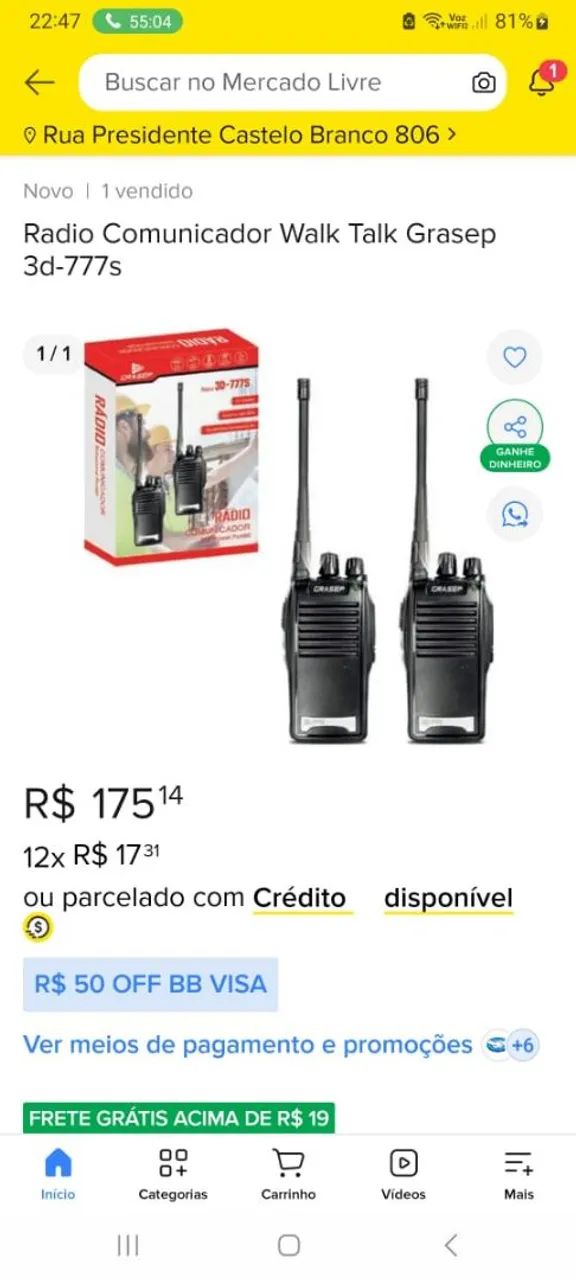 Vendo rádio comunicador walk talk