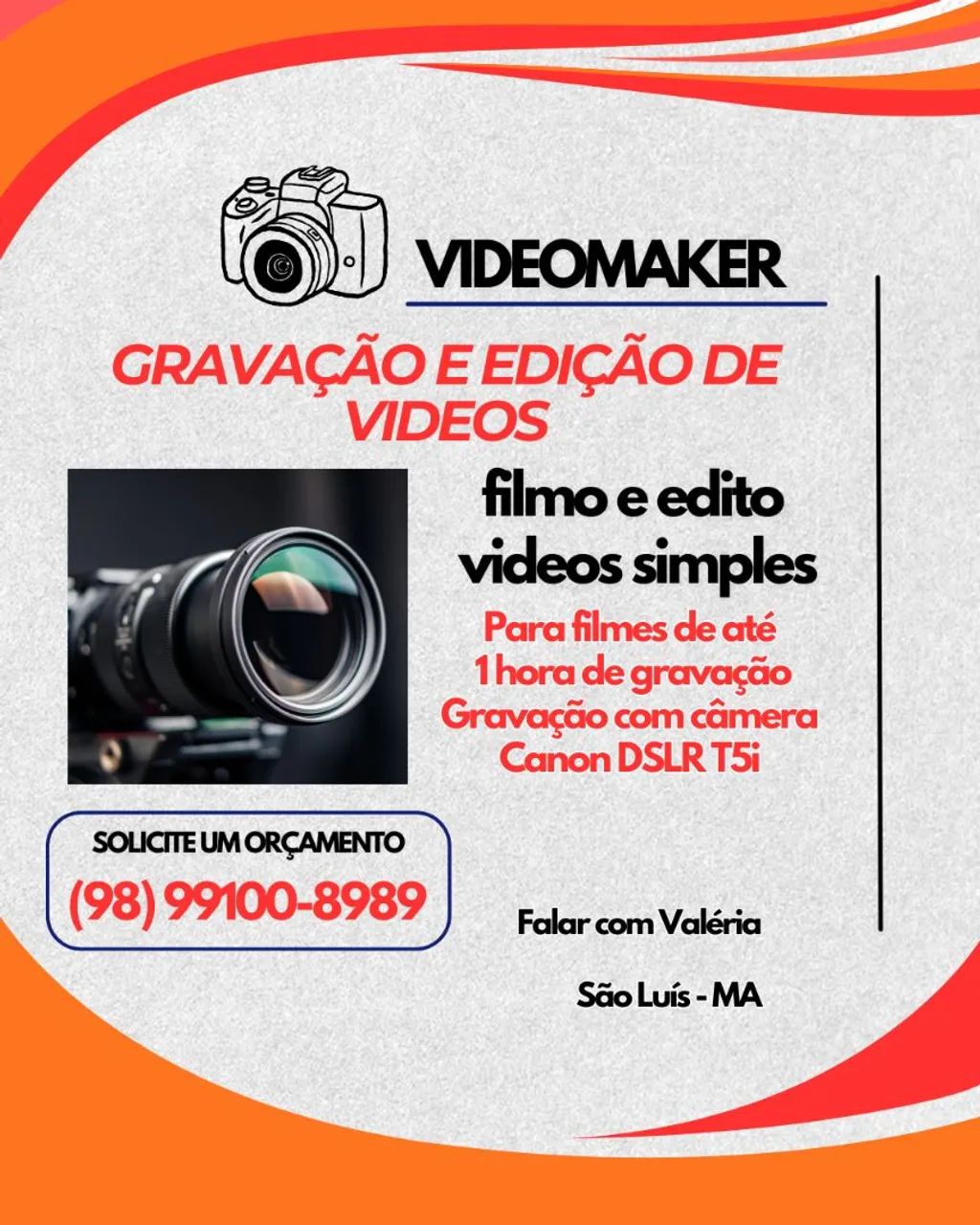 Filmagem e edição de videos simples - São Luís