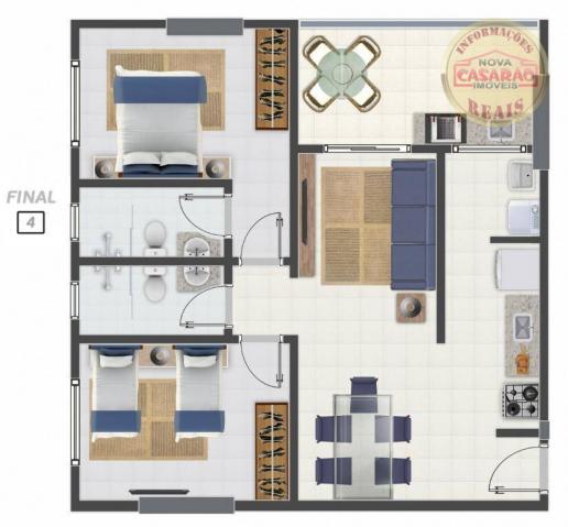 Apartamento com 2 dormitórios à venda, 58 m² por R$ 299.700,00 - Canto do Forte - Praia Gr - Foto 16